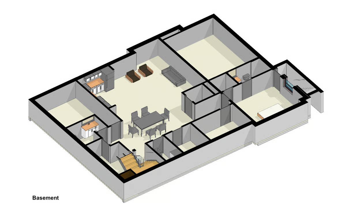Basement floor plan for the Burning Tree custom home