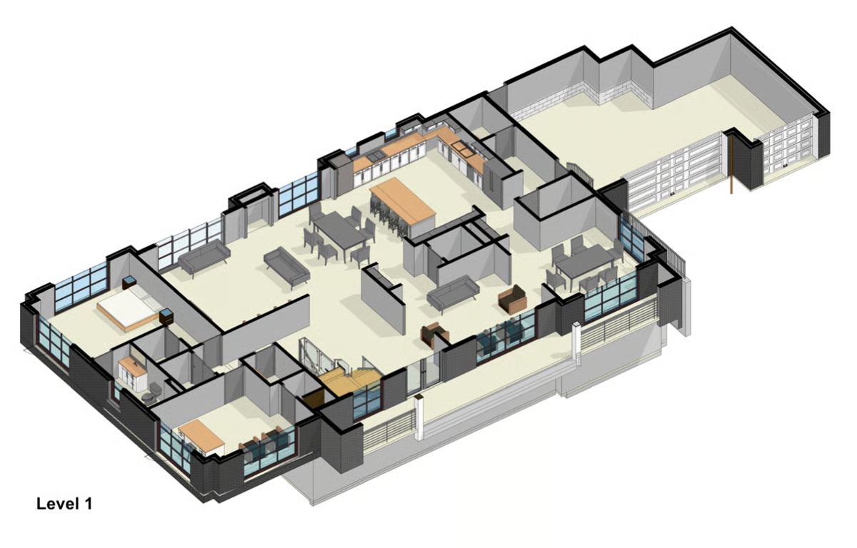 Main-level floor plan for the Burning Tree custom home