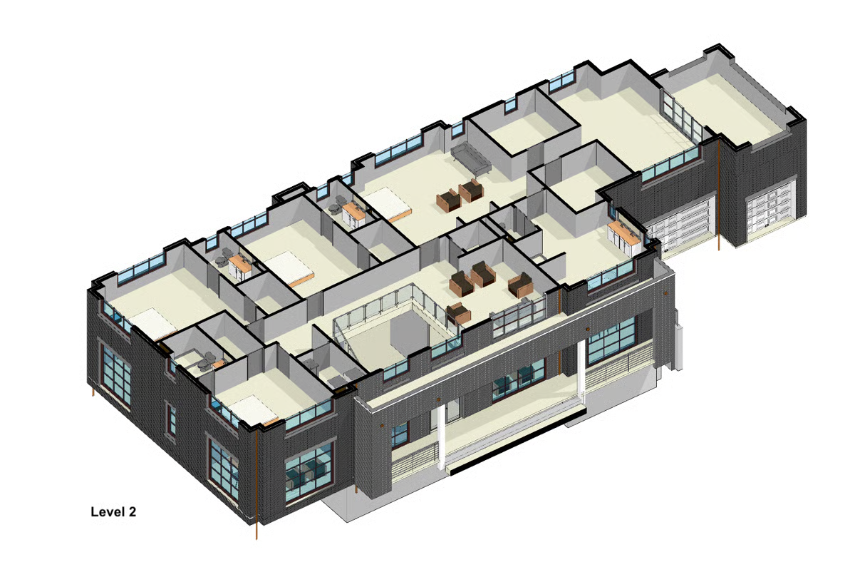 Upper-level floor plan for the Burning Tree custom home